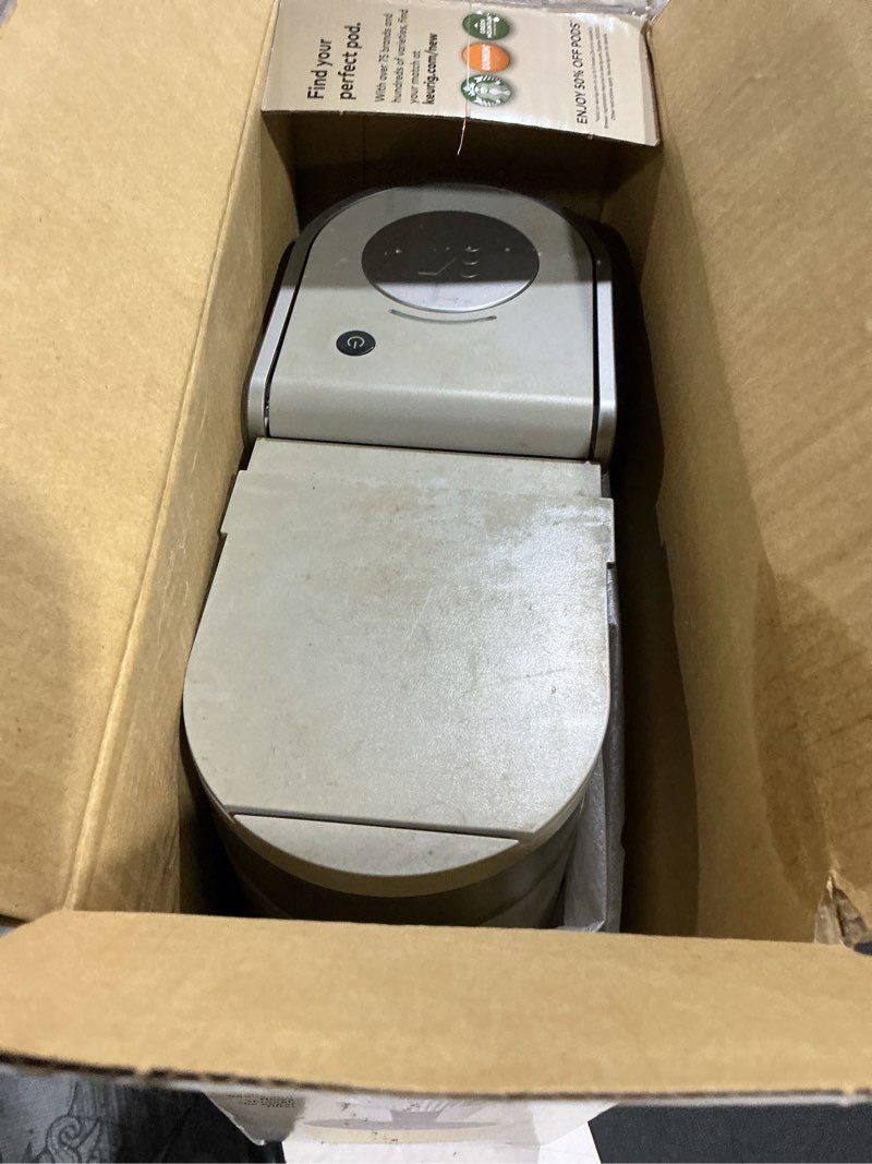 Condition photo showing As Is for keurig k-mini single serve k-cup pod coffee maker, 6 to 12oz brew size, with cord storage, perfect for small spaces, studio gray