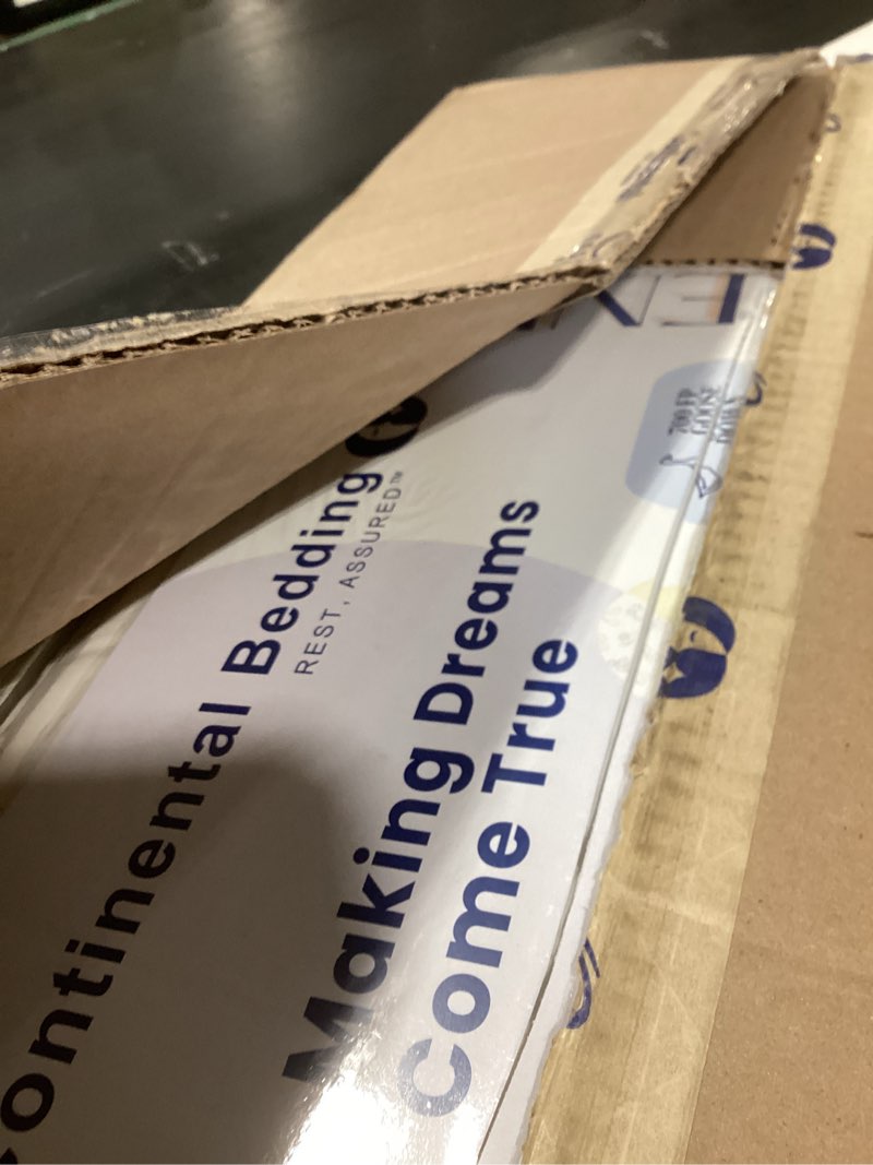 Condition photo showing Good Condition for continental bedding | serenity goose down pillow | 700 fill power hungarian white down | 400tc cotton damask shell | made in usa | king, medium with protector medium king, medium with protector