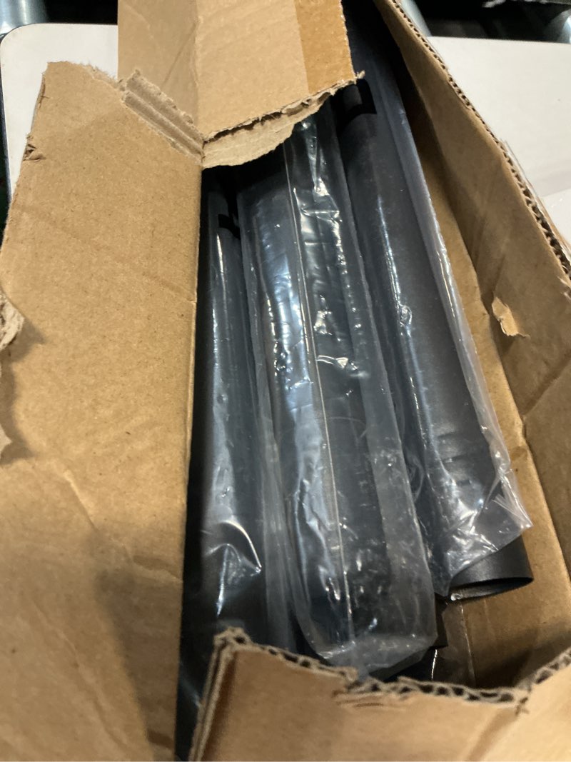 Condition photo showing As Is for metal closet rod 1.3" heavy duty adjustable hanging rod 17-99 inch | black, stainless steel, 1.3 inch diameter, wall brackets included, for hanging clothes, walk-in closets, laundry rooms