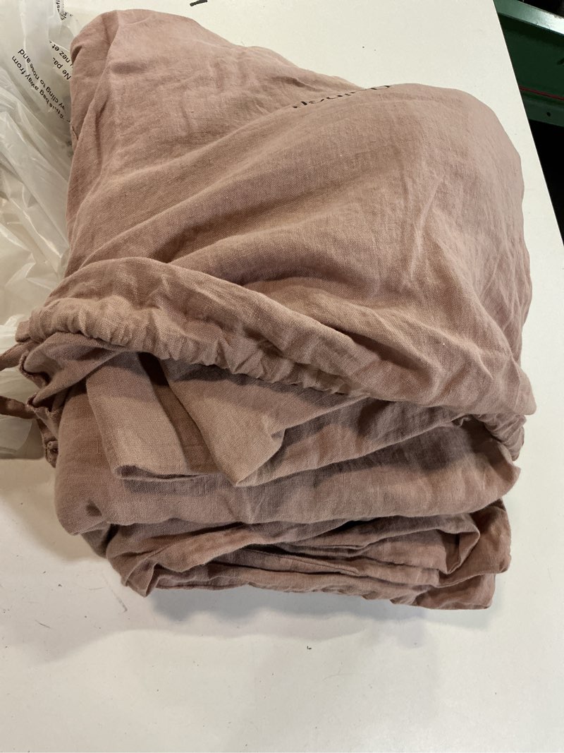 Condition photo showing Good Condition for european linen duvet cover set dusty mauve full/queen