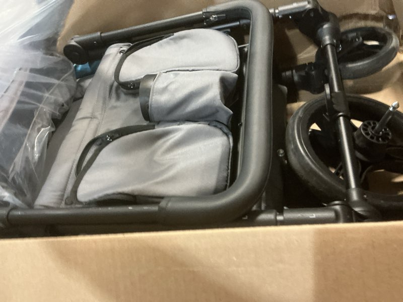 Condition photo showing Good Condition for jeep sport all-terrain stroller wagon by delta children - includes canopy, parent organizer, adjustable handlebar, snack tray & cup holders, grey/blue moon