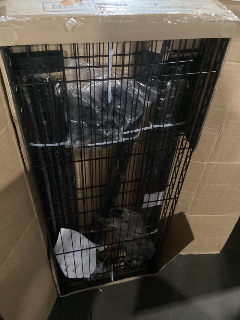 Condition photo showing New/Like New for bathwa heavy duty garment rack on wheels, rolling clothes racks for hanging storage, simple sturdy metal wardrobe closet with double rods, 8 side hangers, 3 shelves, black 47.2"w x 17.7"d x 80.7"h black