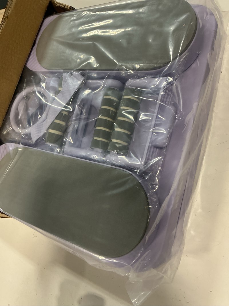 Condition photo showing Good Condition for pilates board set - pilates reformer, multi-foldable pilates reformer set, portable pilates reformer, trainer machine for home workout with timer, ab, core, fitness, exercise (purple)