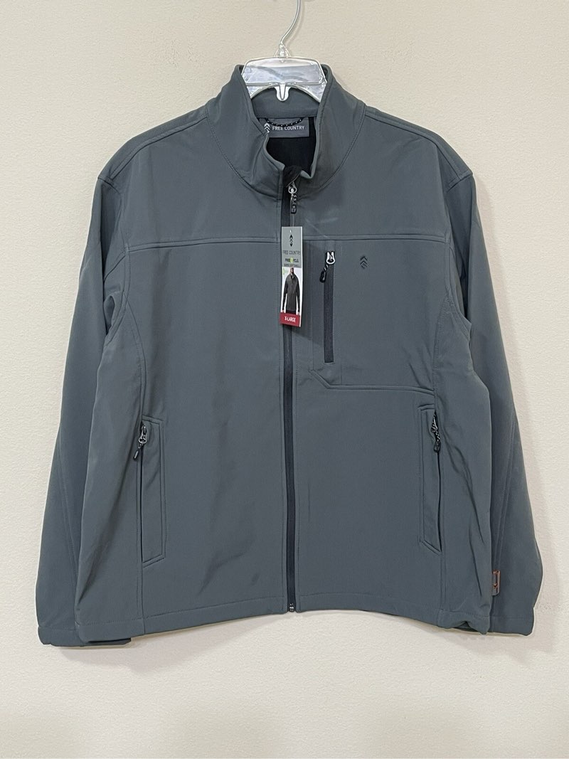free country mens pewter full zip long sleeve wind resistant comfort jacket s