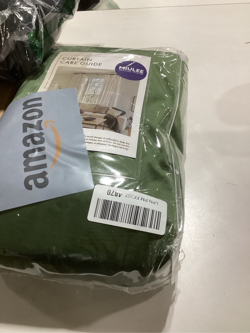 Condition photo showing New/Like New for MIULEE Velvet Curtains 94 inches - Luxury Blackout Curtains for Bedroom Living Room Thermal Insulated Super Soft Window Drapes Rod Pocket & Back Tab, Olive Green, W52 x L94 inches, 2 Panels 52"W x 94"L (Pack of 2) Olive Green