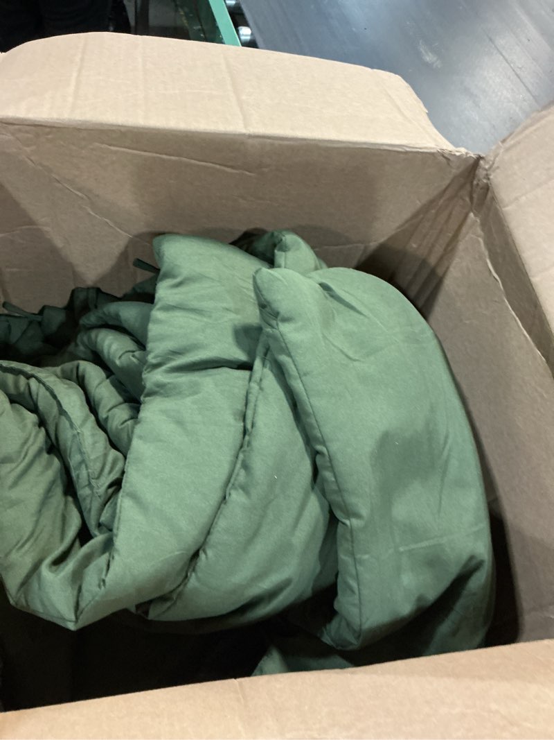 Condition photo showing As Is for ntbay twin comforter set with sheets, 5 pieces soft and breathable twin bedding set, twin bed in a bag, down alternative comforter set solid color all season, kids bedding set, olive green olive green twin (5 pieces)