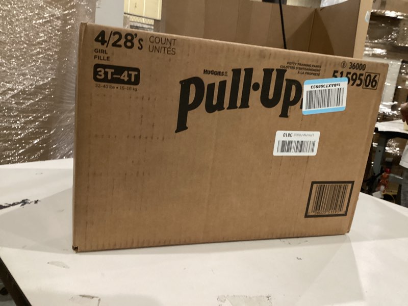 Condition photo showing New/Like New for Pull-Ups Girls' Potty Training Pants, Size 3T-4T Training Underwear (32-40 lbs), 112 Count (4 Packs of 28) 3T-4T 112