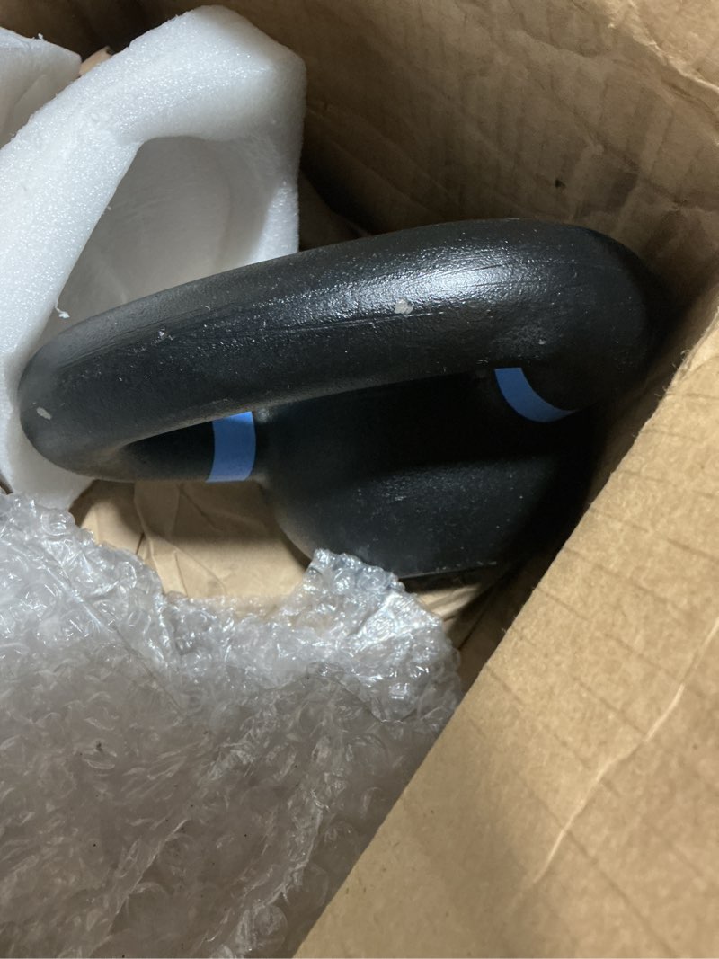 Condition photo showing Good Condition for Yes4All Powder Coated Kettlebell, Cast Iron Core Kettlebells with Non-Slip Handle & Flat Bottom for Conditioning, Heavy Duty for Strength Training, 9lb to 71lb - Single & Pair E - Blue - 12 KG / 26 LB A. Single