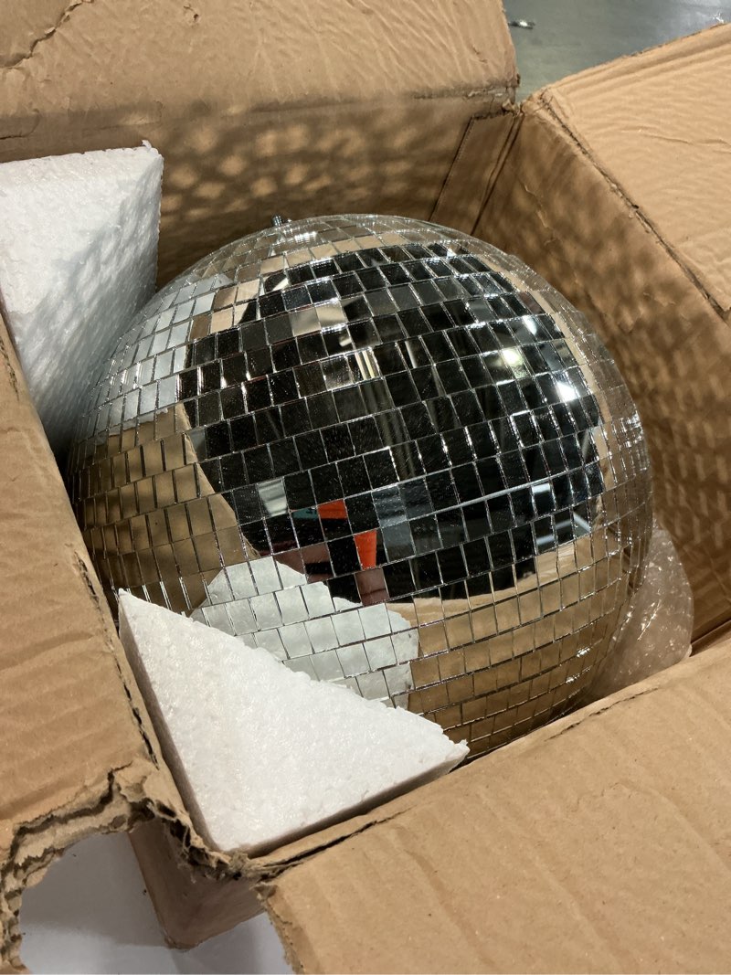 Condition photo showing Good Condition for nulink 12" disco ball decor hanging disco ball mirror ball for party decoration wedding home 12 inch silver