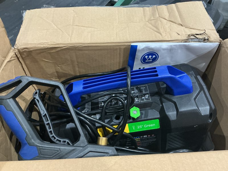 Condition photo showing As Is for westinghouse epx3100v electric pressure washer, 2100 max psi 1.76 max gpm, built-in carry handle, detachable foam cannon, pro-style steel wand, 3-nozzle set, for cars/fences/driveways/home/patios 2100 max psi - handheld