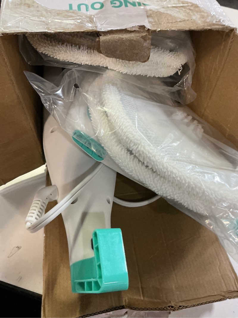 Condition photo showing As Is for Angtra Scrubbing Steam Mop with Rotating Mop Pads, All-in-One Hard Floor Cleaner with LED Headlights, Steam & Spin Control, 6 Soft Scrub Pads, Swivel Steering, FS07 White