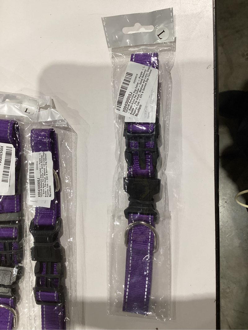 Condition photo showing New/Like New for TECEUM Reflective Dog Collar – Purple – L – Extra Soft Padding – Basic Nylon Pet Collar – Quick Release Buckle – Fits Small, Medium and Large Dogs, Puppies, Cats – ESA & Service Dog Options Purple Large