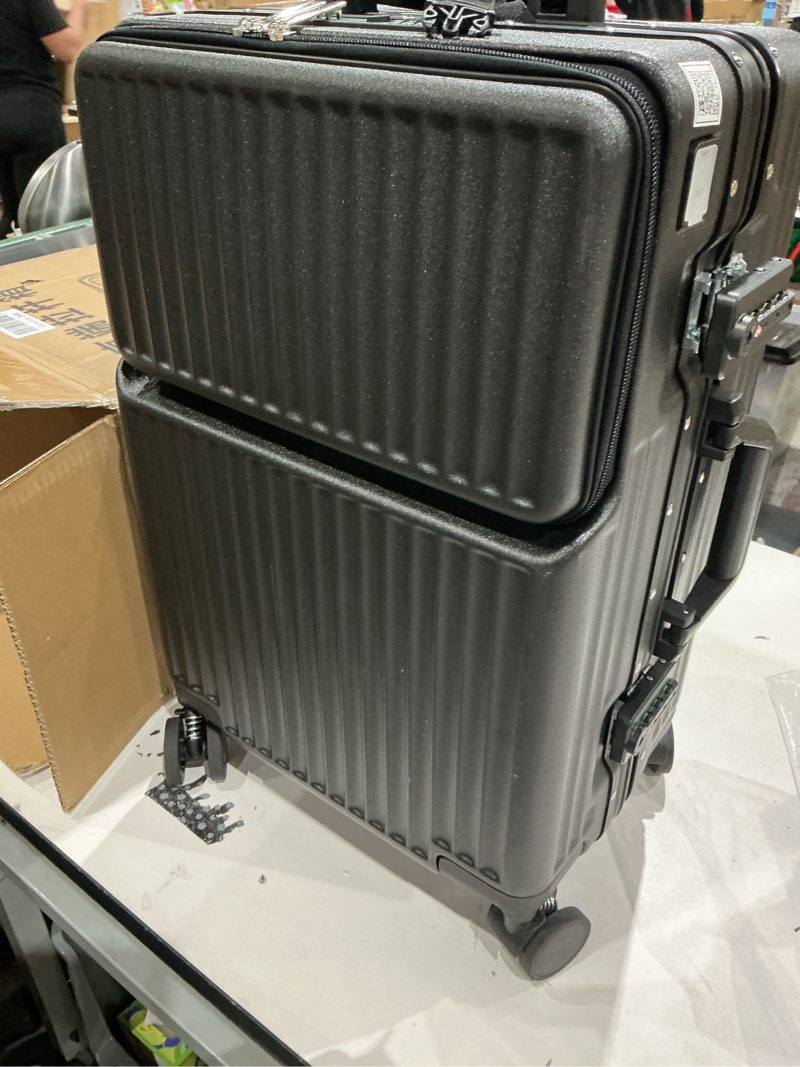 Condition photo showing New/Like New for hard shell luggage 20 inch travel luggage, 22x14x9 airline approved with tsa lock, abs aluminum frame, lightweight travel luggage 20'' 24'' 26'' carry-on (upgraded black, 20 inch) upgraded black 20 inch