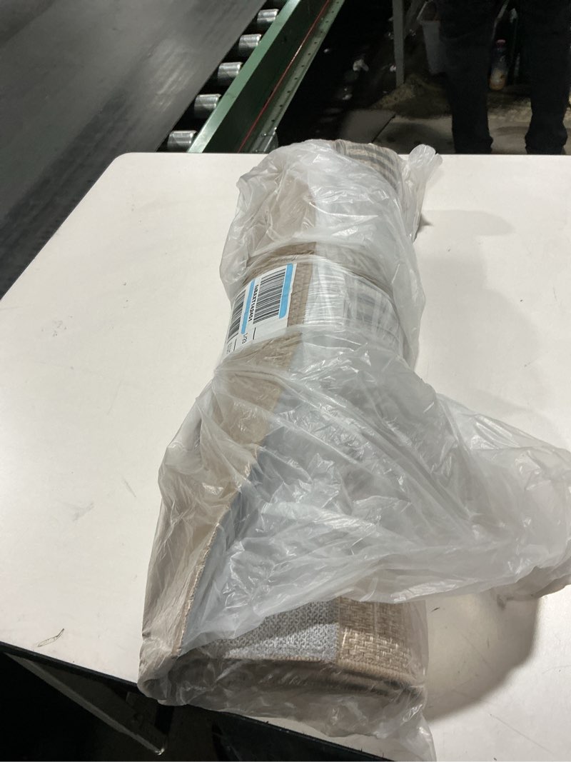 Condition photo showing As Is for Lahome Modern Rainbow Easy Jute Office Rug, Washable Rugs 4x6 for Living Room Bedroom Farmhouse Kitchen Mats for Floor, Contemporary Non Slip Floor Carpet for Entryway Backyard Sunroom 4' x 6' (Rectangular) Nature/Bi-color Rainbow