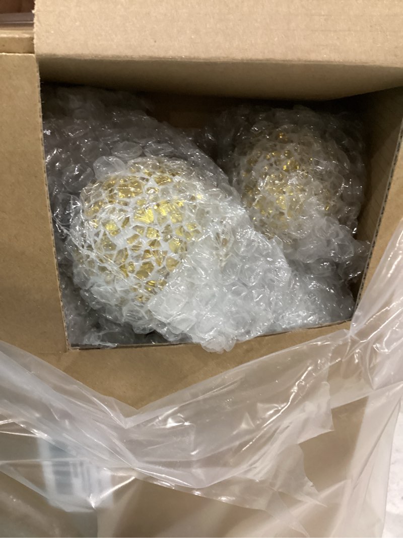 Condition photo showing New/Like New for Umigy 18 Pcs Decorative Balls for Centerpiece, Brown Decorative Mosaic Sphere Glass Orbs, 3.2/2.4 Inch Bowl Fillers for Home Vase Garden Wedding Party Decoration Brown Series