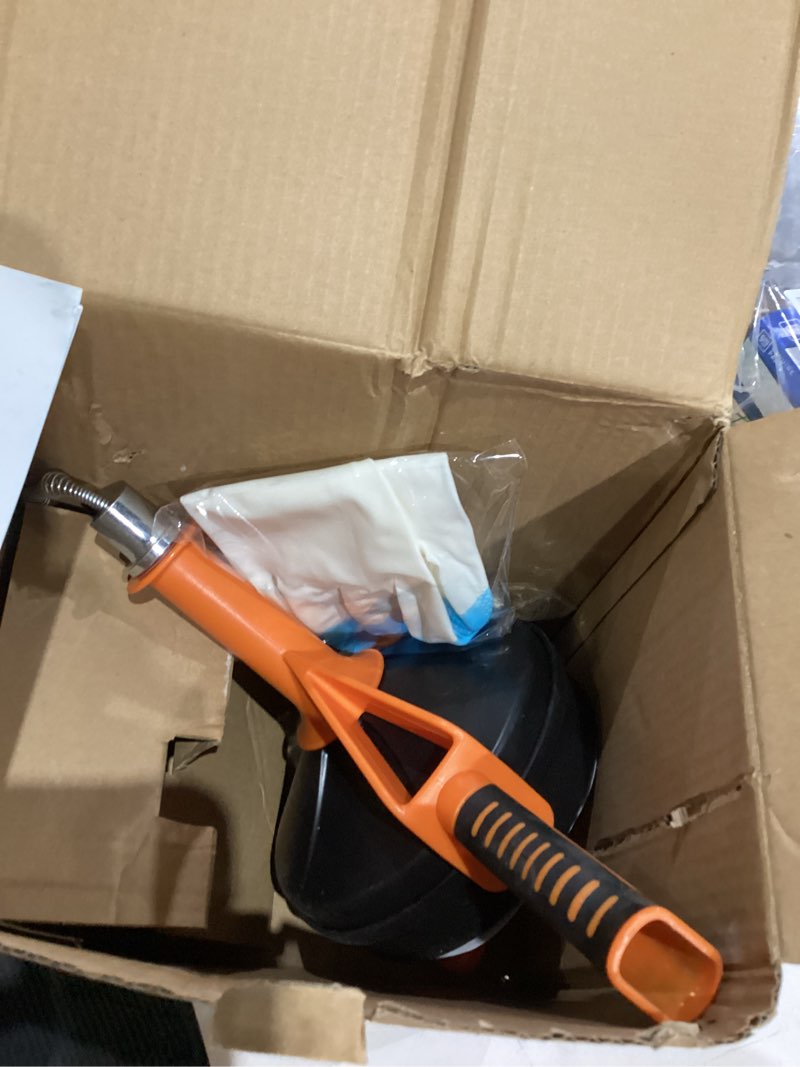 drain auger, clog remover with drill adapter, 25 feet flexible plumbing snake use manually or powere