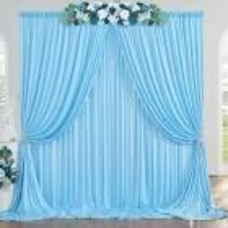 baby blue tulle backdrop curtain for parties wedding,5ft x 10ft wrinkle free curtain backdrop,2 laye