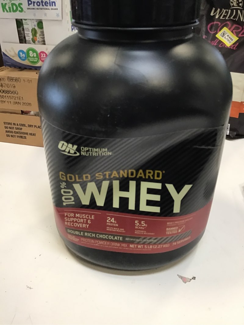 Condition photo showing New/Like New for Optimum Nutrition Gold Standard 100% Whey Protein Powder, Double Rich Chocolate, 5 Pound (Packaging May Vary) Double Rich Chocolate 5 Pound (Pack of 1)