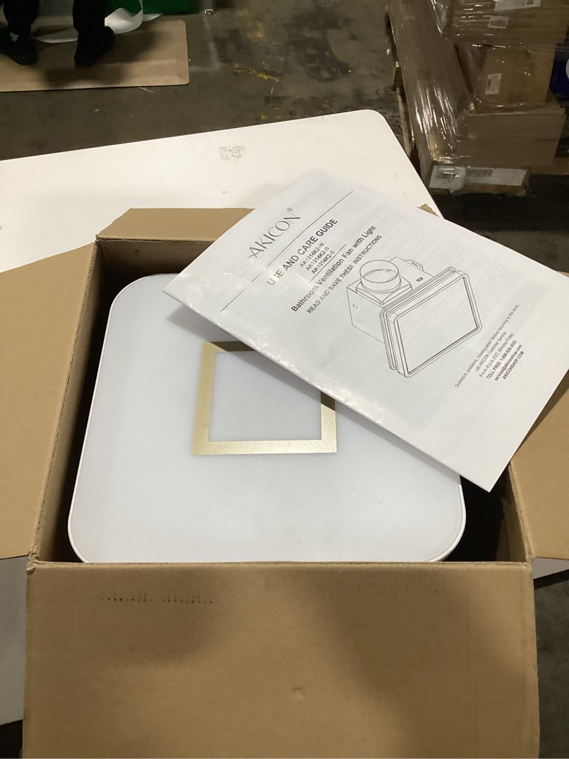 Condition photo showing As Is for Bathroom Fan with Light,110CFM 1.0 Sones 1200lm LED Light 3000K/4000K/5000K Selectable,120V 43W Quiet Bathroom Ventilation Exhaust Fan for Shower/Restroom/Office/Home(gold)