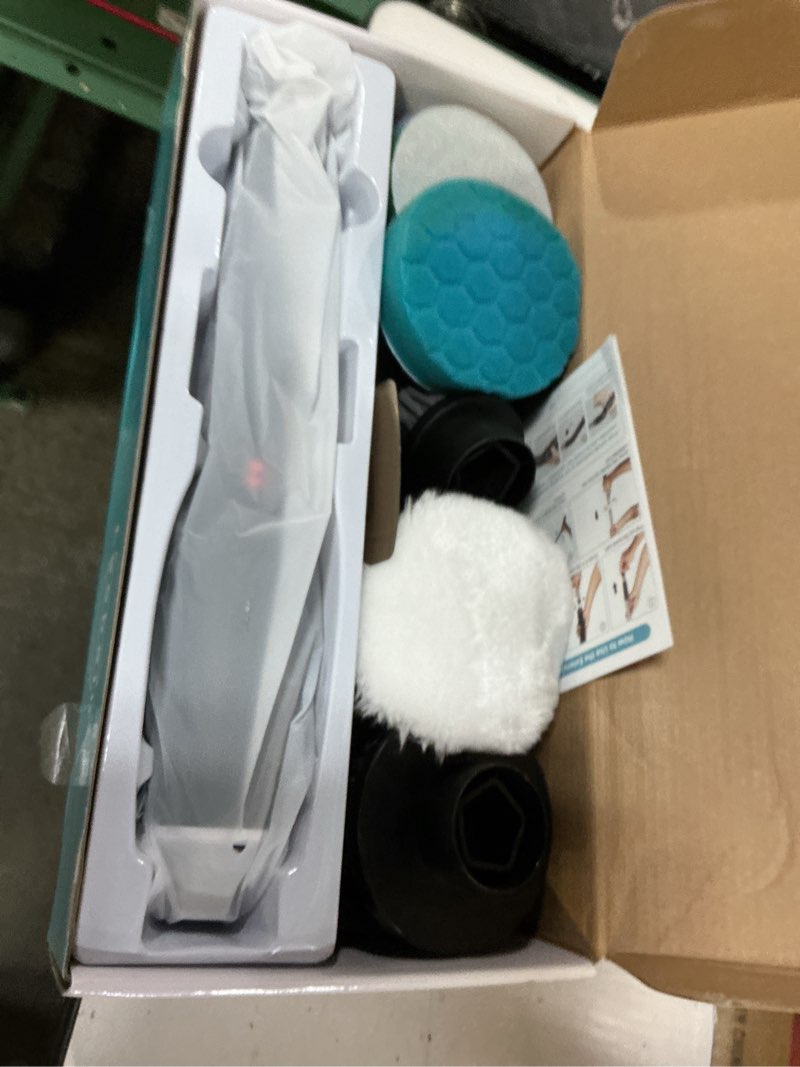 Condition photo showing Good Condition for leebein electric spin scrubber, shower scrubber with 4 adjustable angles and 8 brush heads, electric scrubber with long handle & remote controller, cleaning brush for bathroom, tub, floor (black)