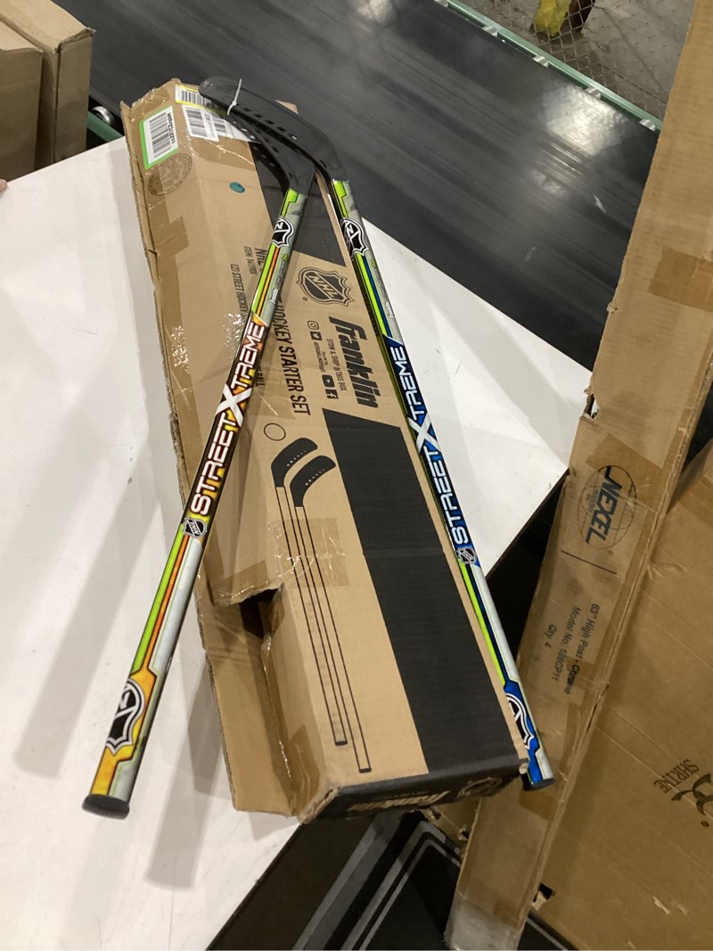 Condition photo showing Good Condition for franklin sports nhl kids street hockey stick set - includes (2) youth street hockey sticks + (1) outdoor roller hockey ball - perfect hockey starter set for kids player sticks