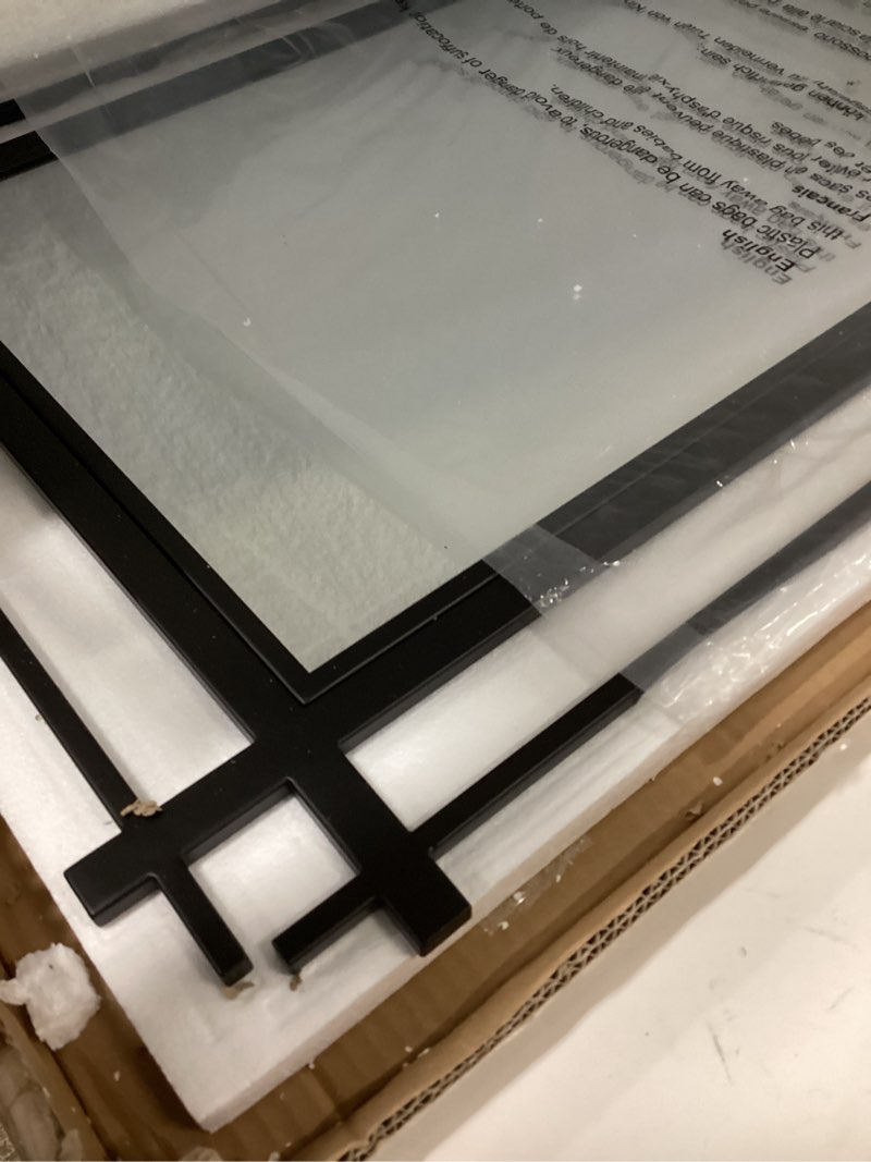 Condition photo showing New/Like New for Black Bathroom Mirror with Metal Frame, 36''X24'' Large Living Room Mirror for Wall Decor, Modern Decorative Mirror for Entryway, Dining Room, Bedroom Black 36"L x 24"W