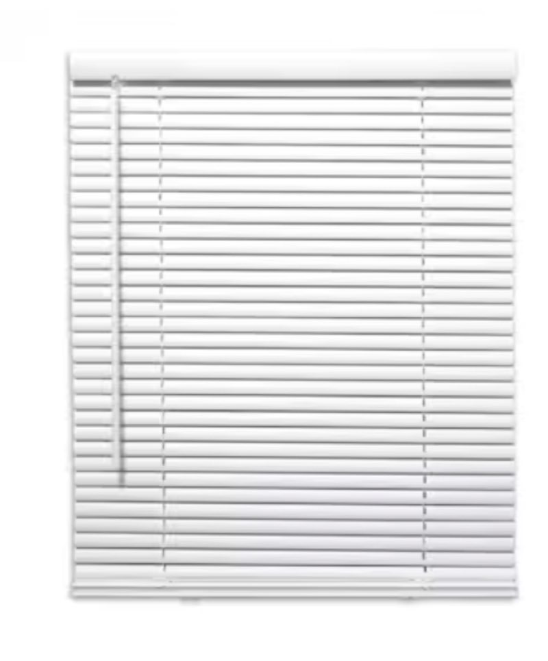 project source 1-in slat width 29-in x 64-in cordless white vinyl light filtering mini-blinds