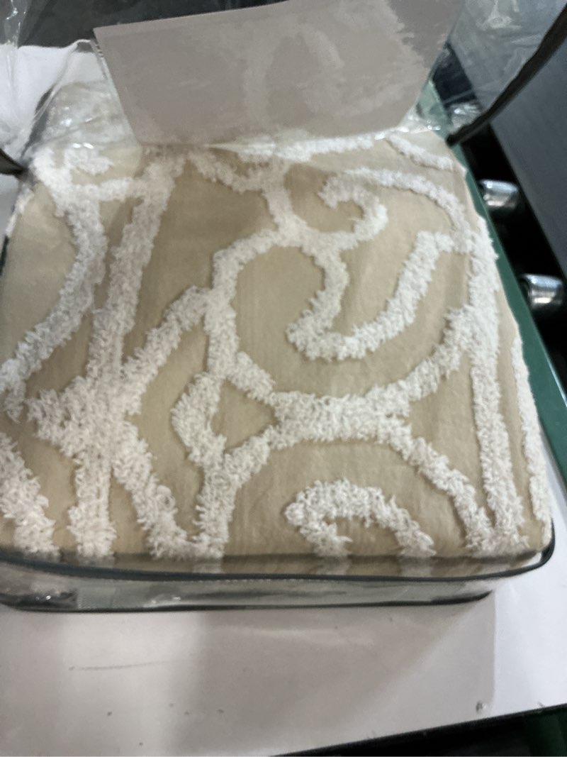 Condition photo showing Good Condition for Madison Park Laetitia Lightweight 100% Cotton Quilt Set, Breathable Chenille Tufted, Shabby Chic Boho Medallion Design, Sham, Floral Taupe w/ Tassels, Full/Queen-2 Piece Laetitia Taupe Coverlet Full/Queen