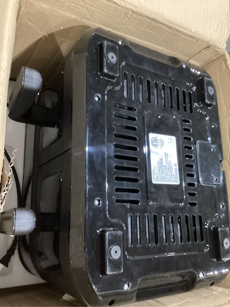 Condition photo showing Good Condition for chefman dual air fryer oven with dc motor, 9 qt. double basket air fryer with 450°f max temp for meals in minutes, bake, broil, dehydrate, reheat for extra-crispy chicken, fries, and more - black 9 qt dual basket