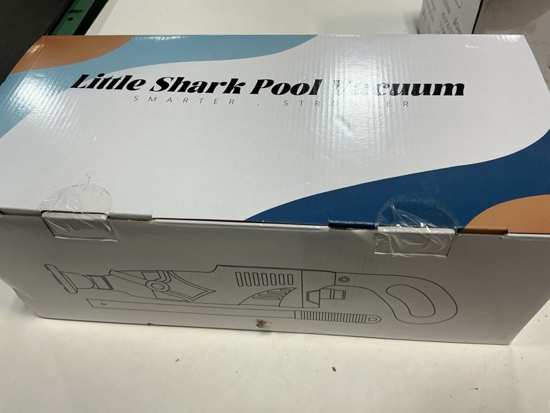 Condition photo showing New/Like New for little shark pool vacuum for above ground pool, hot tub vacuum with a 60w motor,18 gal/min powerful suction, compact & light pool vacuum with 5000mah battery, 1h running time white