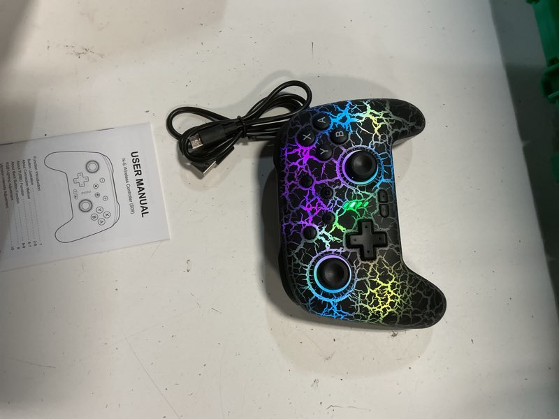 Condition photo showing Good Condition for zrzlmvp switch controller wireless for nintendo switch/oled/lite/switch 2, 1000mah rechargeable pro controllers with 9 colors led light, switch remote control gamepad with turbo, vibration,6 axis gyro black