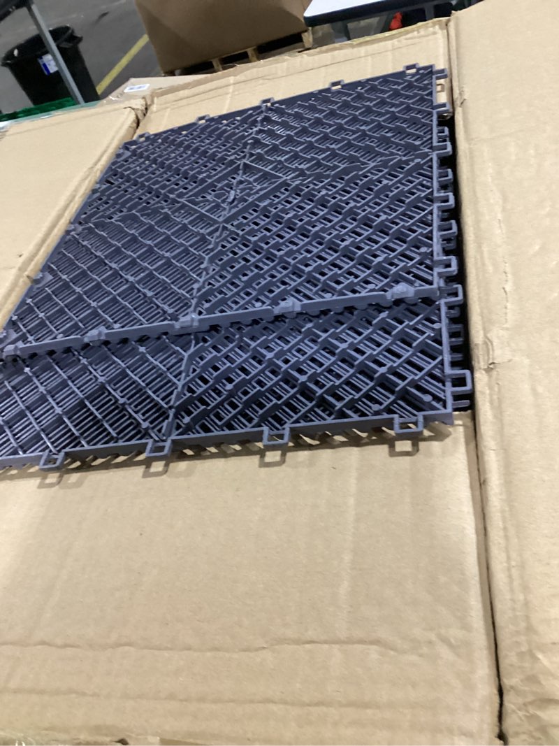 Condition photo showing New/Like New for barydat 12''x 12'' garage interlocking tiles modular plastic drainage floor tiles bulk garage floor covering for gym garage flooring trade show flooring basement tiles(gray, 72 pcs)