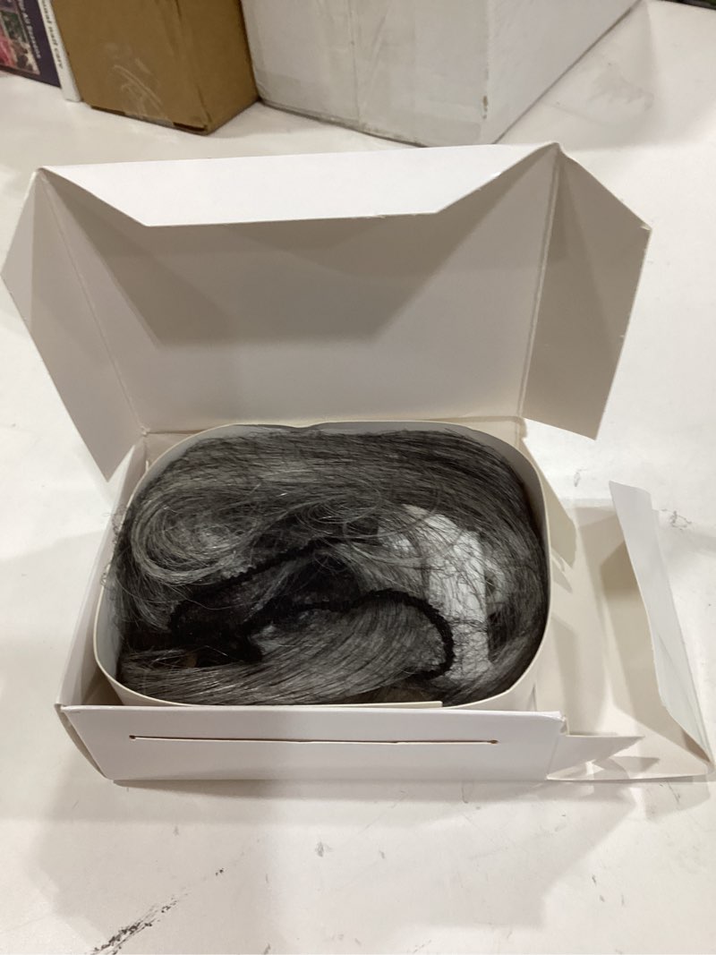 Condition photo showing New/Like New for Hair Toppers for Women Real Human Hair, 360° 3D Cover Toppers Hairpieces for Women with Thinning Crown Wispy Clip in Bangs Realistic Scalp Hairline (Gray02, Wispy Bangs) Wispy Bangs Gray02