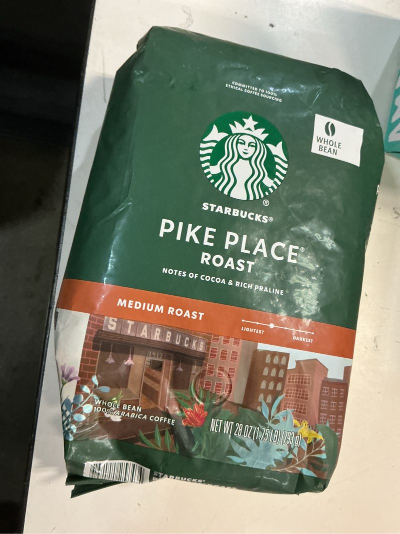 Condition photo showing New/Like New for (BBD 16/03/26). Starbucks Whole Coffee Beans, Medium Roast Hot or Iced Coffee, Pike Place Roast, 28 oz ? Pike Place 28 Ounce (Pack of 1)