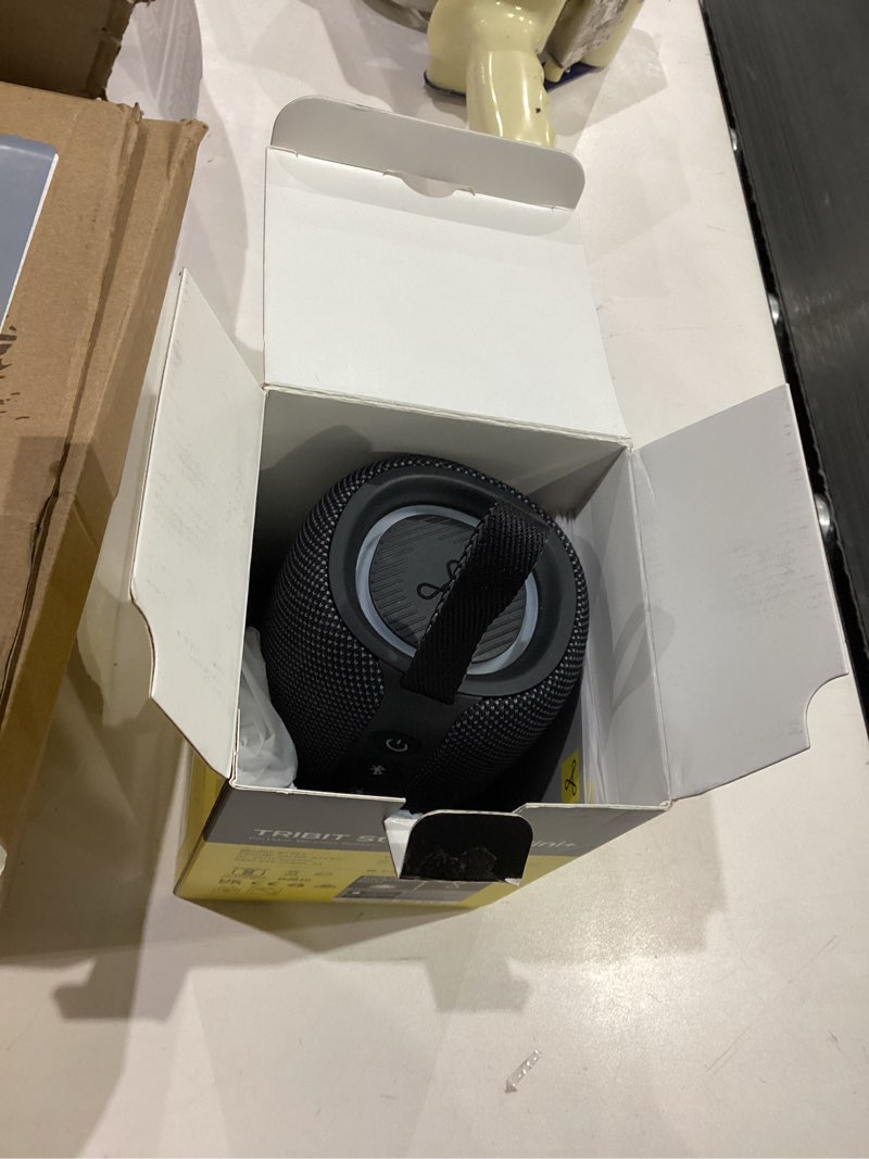 Condition photo showing Good Condition for tribit stormbox mini+ portable bluetooth speaker, 12w wireless speaker with 360°surround sound, 12h playtime, custom eq, bt5.4, ipx7 waterproof, rgb lights, type-c, tws, aac/sbc, home/outdoor/travel black