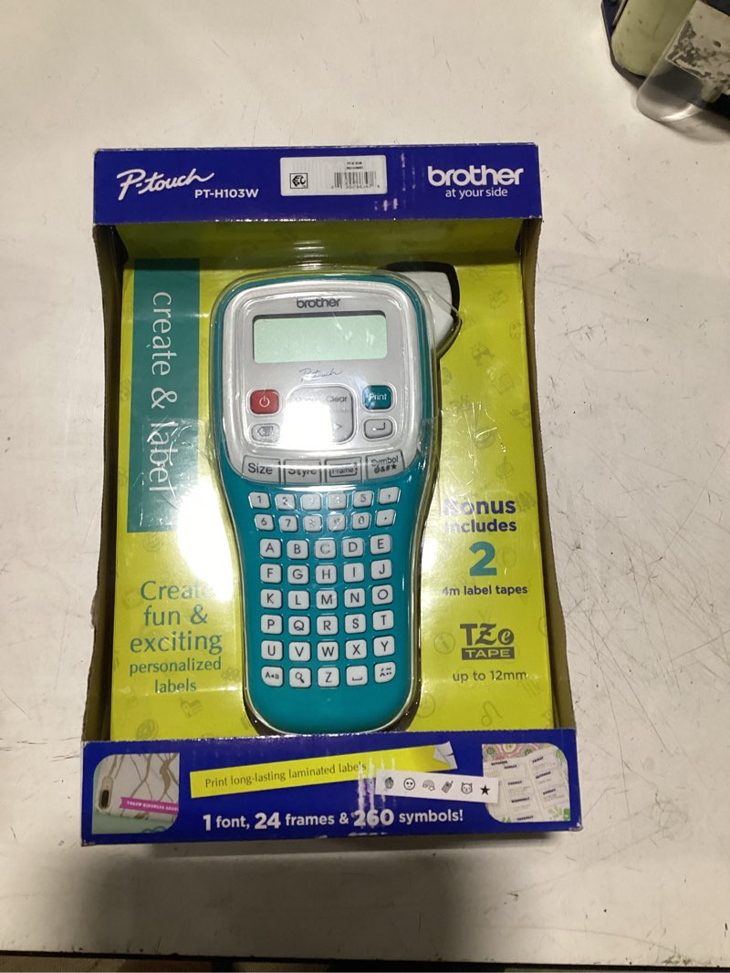 Condition photo showing Good Condition for brother p-touch pt-h103w handheld personal label maker with tape, new, 1 piece