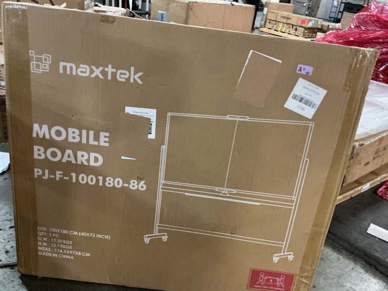 Condition photo showing As Is for maxtek Rolling Whiteboard, 72x40 Large Double-Sided White Board Dry Erase on Wheels, Giant Magnetic White Board Standing for Office, School, Home Office, Homeschool(72 x 40) 72x40 inch White