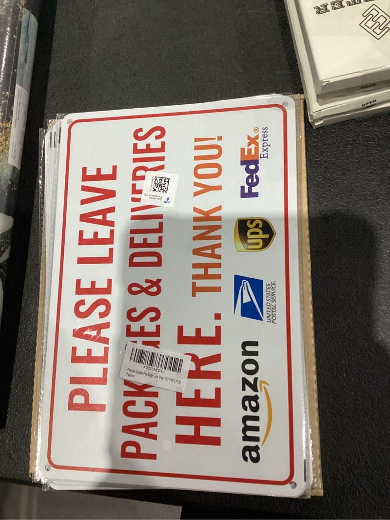 Condition photo showing New/Like New for Bestylez Please Leave Packages Deliveries Here - Bestylez Delivery Sign for Outdoor Use 12" * 8" (153) 153-Deliveries Here