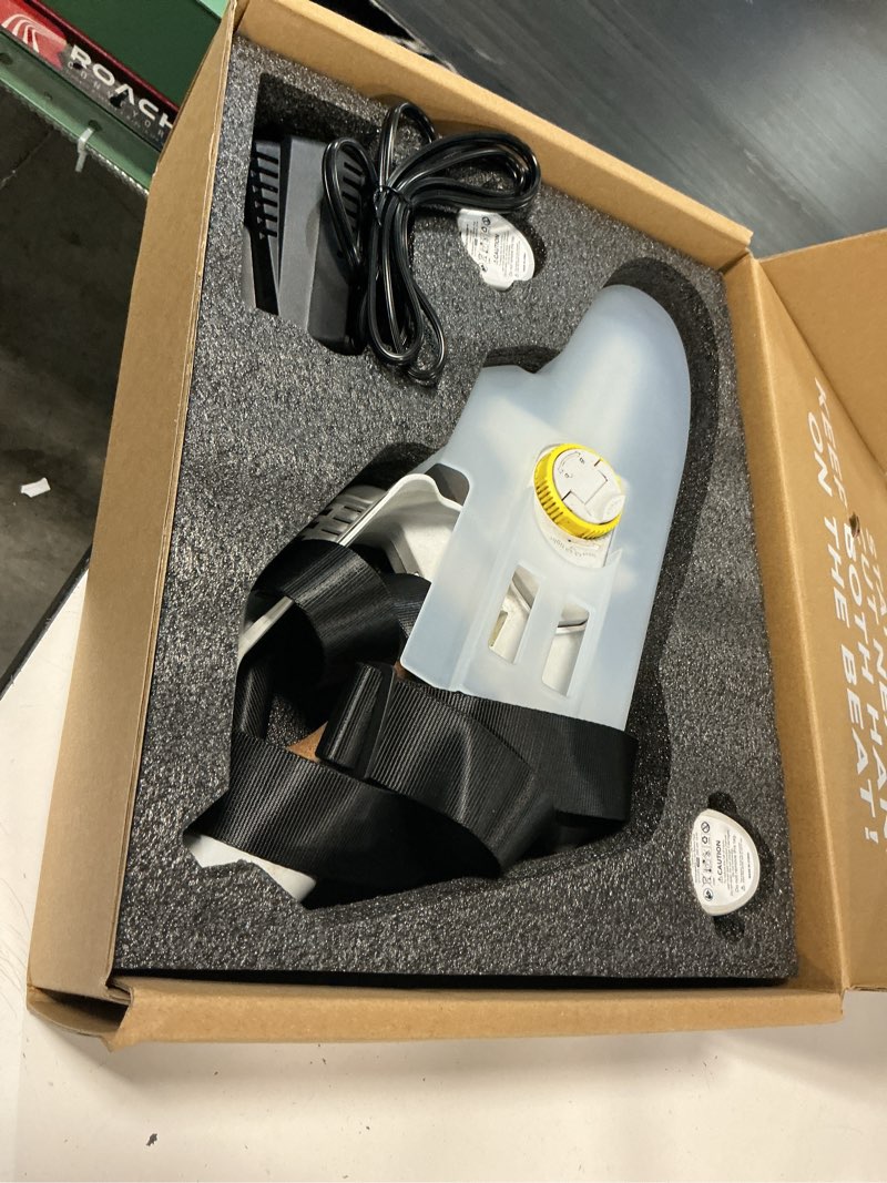 Condition photo showing As Is for inokraft brushless 4" cordless mini chainsaw, portable handheld design for tree trimmer, courtyard and garden, with 2 battery and charger