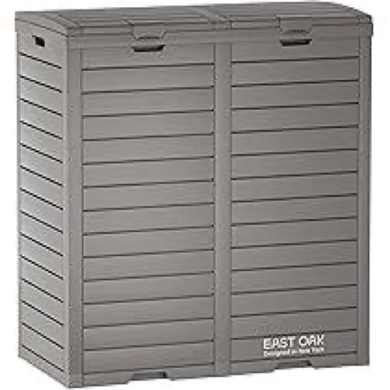 Olilawn Resin Manual Lift Curbside Trash & Recycling Bin - 62 Gallons, with Lid and Drip Tray