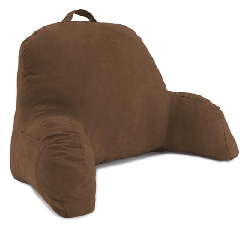 Deluxe Comfort Microsuede Bedrest – Reading and Bed Rest Lounger – Sitting Support Pillow – Soft But Well Stuffed Fiberfill – Backrest Pillow with Arms, Brown