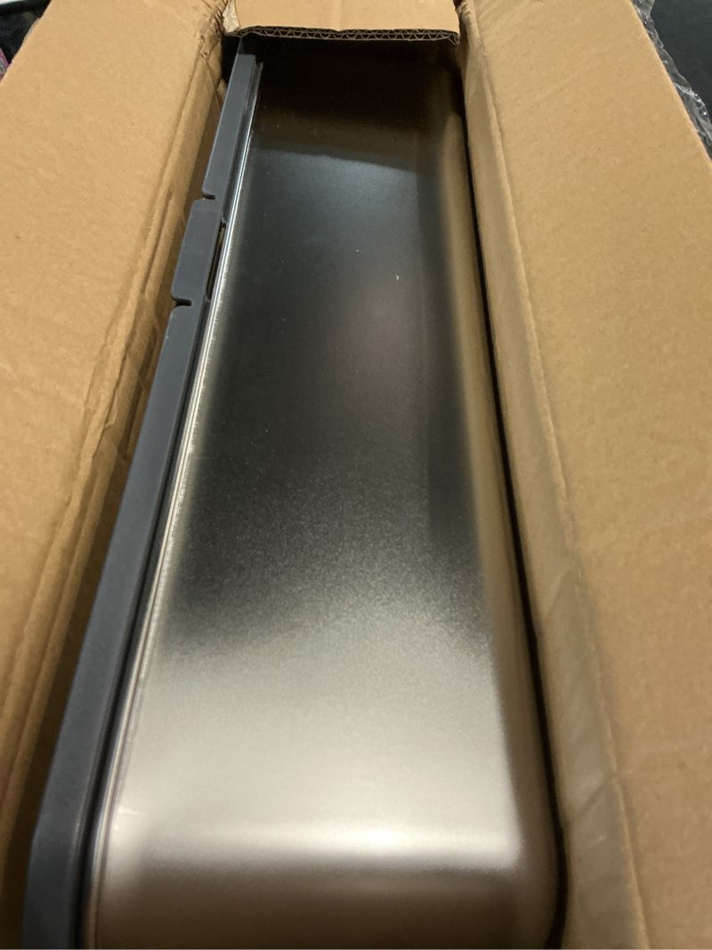 Condition photo showing Good Condition for stainless steel litter box with high sides, xl high sided cat litter pan, open top extra large metal cat litter box, non-stick, odor free, leakproof, scoop included, gray