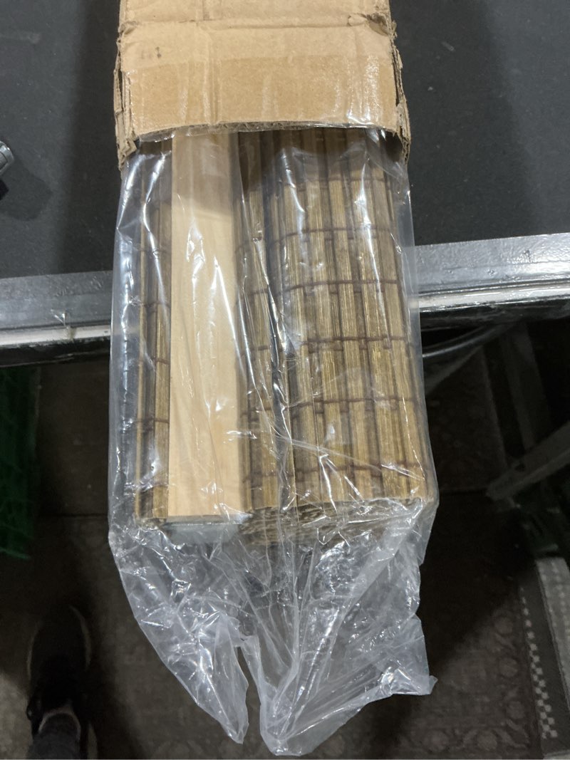 Condition photo showing New/Like New for LazBlinds No Tools No Drill Cordless Bamboo Roman Shades, Light Filtering Window Treatment, Roll Up Bamboo Blinds for Windows 31'' W x 48'' H, Eastfield Teak Light Filtering-eastfield Teak 31" W x 48" H