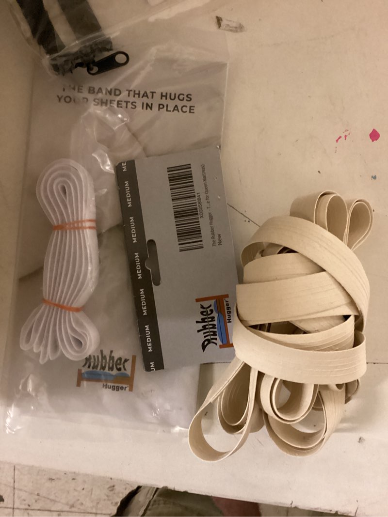 Condition photo showing Good Condition for rubber hugger medium size elastic bed sheet holder - patented, ribbed rubber band with 1 bed sheet strap for queen adjustable mattresses - bedroom accessories - corner straps - mattress straps medium - queen mattress