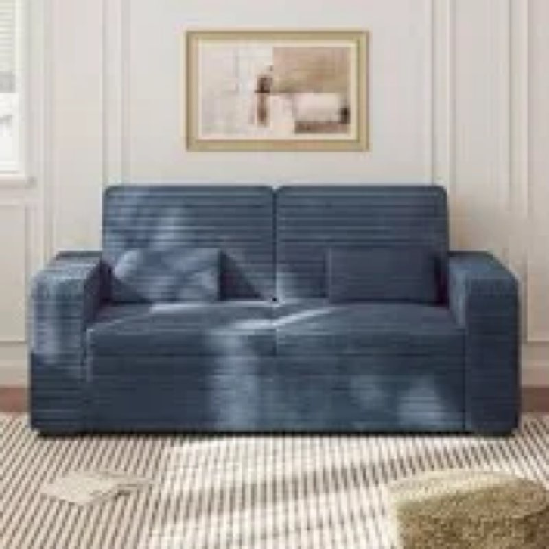 ((Incomplete  ))Modern 71-inch 2-seater corduroy sofa with two-arm storage enhances your living space