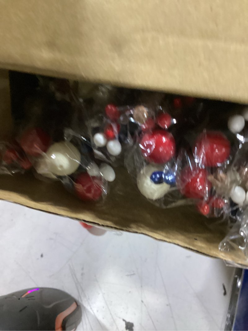 Condition photo showing As Is for cindeer 10 pcs memorial day decorations berry stem picks patriotic 4th of july artificial white blue red picks independence day berry stem spray fruit floral bunch for home festival office decorations