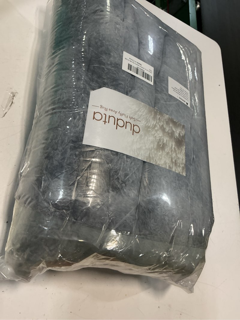 Condition photo showing New/Like New for duduta grey plush area rugs for bedroom 5x8 ft, fluffy carpet for living room kids room, large shag dorm rug, washable non slip tie-dyed dark grey 5x8ft