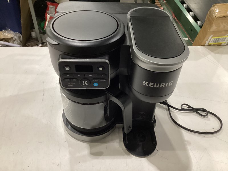 Condition photo showing As Is for **untested** keurig k-duo hot & iced single serve & carafe coffee maker, multistream technology, 72oz reservoir (gen 2)