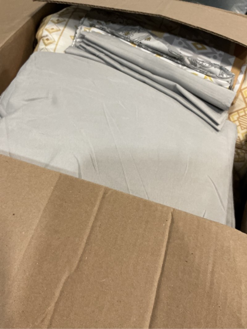 Condition photo showing Good Condition for wongs bedding boho comforter set queen size,7 pieces bed in a bag bohemian striped bedding set,yellow paisley floral comfortet and sheet set,soft microfiber bedding sets for all season yellow queen
