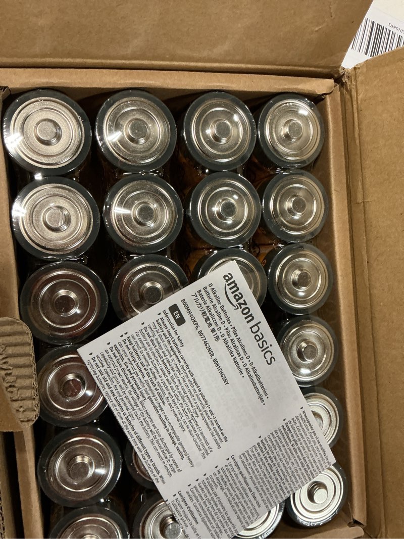 Condition photo showing New/Like New for Amazon Basics 24-Pack D Cell Alkaline All-Purpose Batteries, 1.5 Volt, 5-Year Shelf Life 24 Count (Pack of 1)